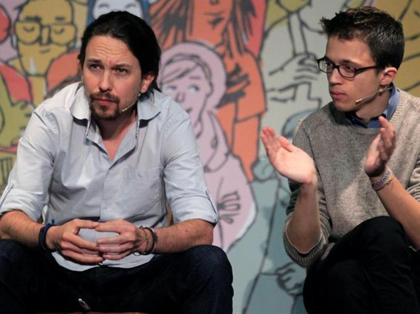 Iglesias y Errejón durante su acto este miércoles en Madrid