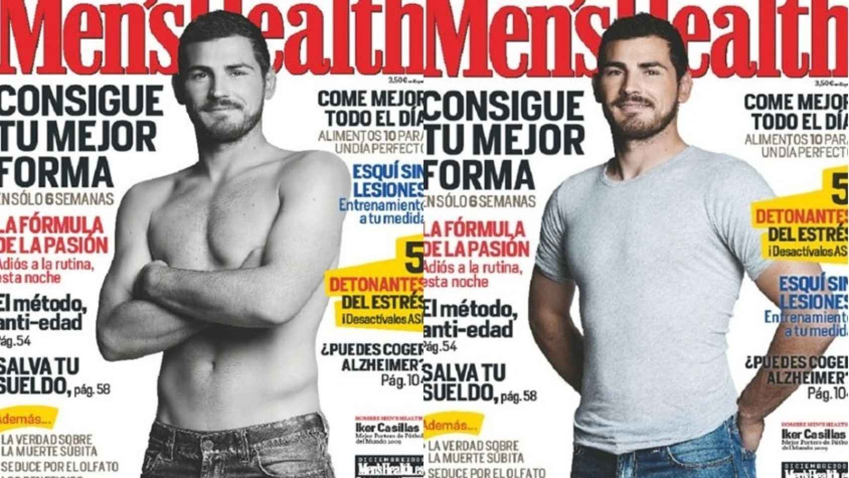 Iker Casilla en las dos portadas que hizo para la revista masculina