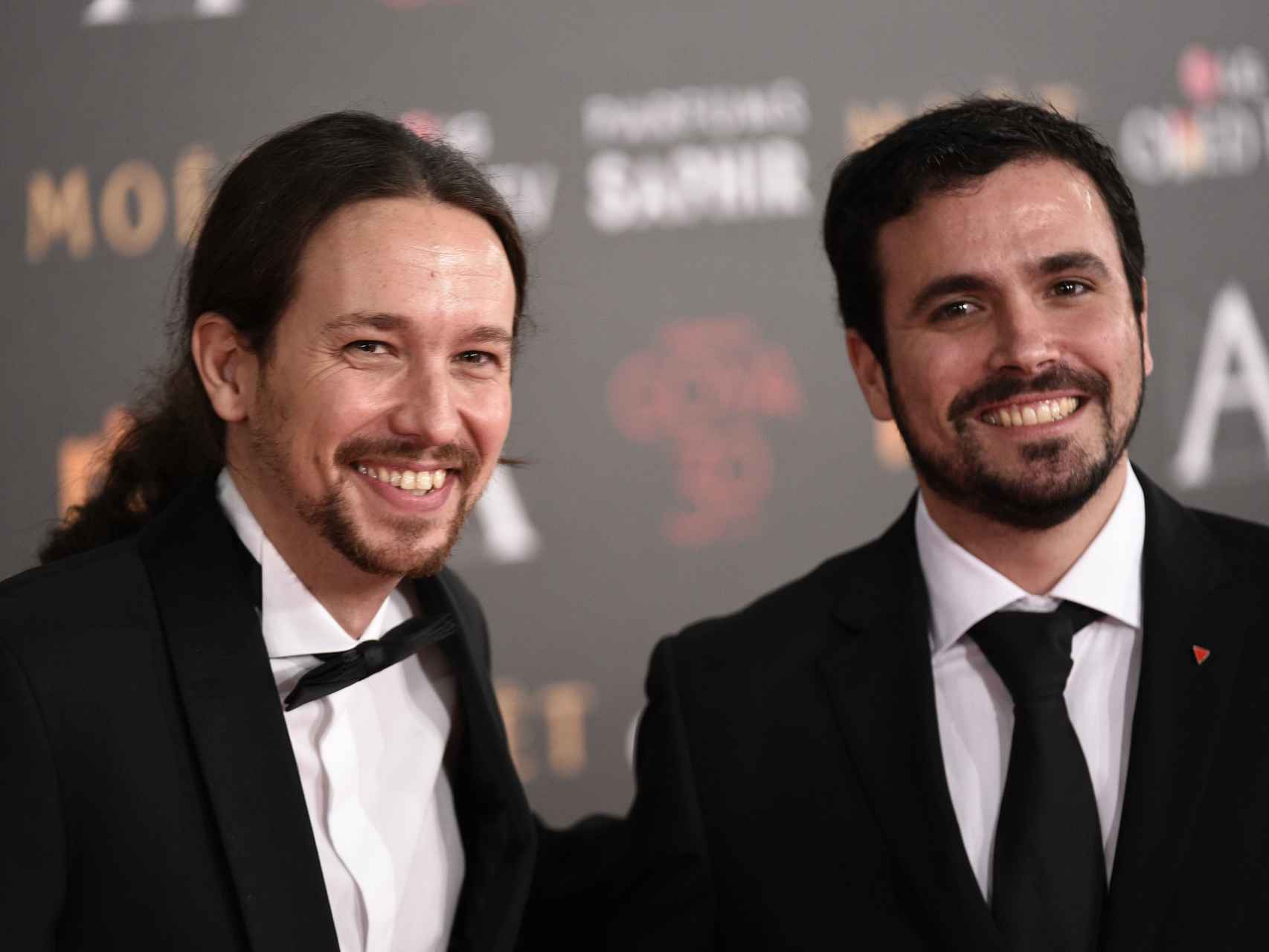 Pablo Iglesias y Alberto Garzón en la última gala de los Goya