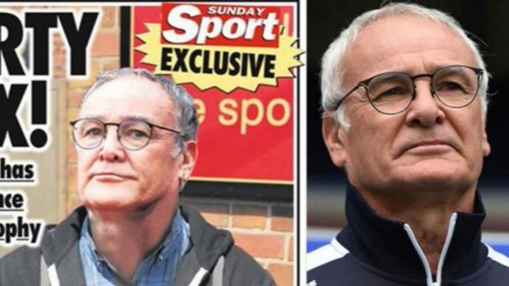 El electricista Alan Ashcroft y el entrenador del Leicester Claudio Ranieri