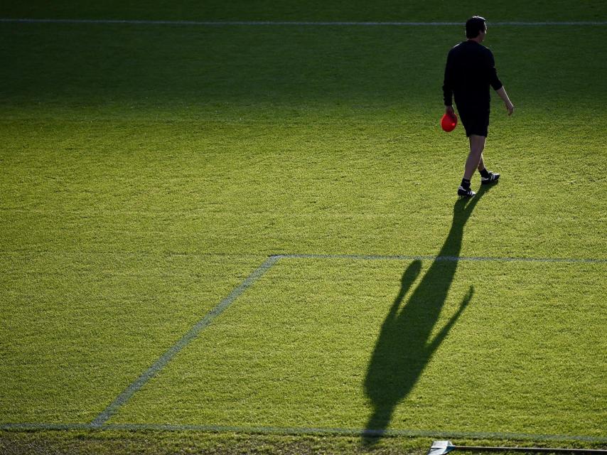 Unai Emery durante el entrenamiento del Sevilla previo a la final.