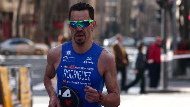 El exciclista Alexis Rodríguez, en un duatlón en 2014.