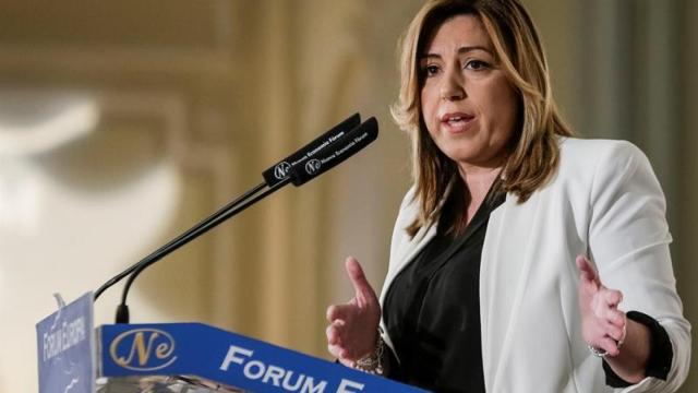 Susana Díaz durante su intervención en un desayuno informativo en Madrid.