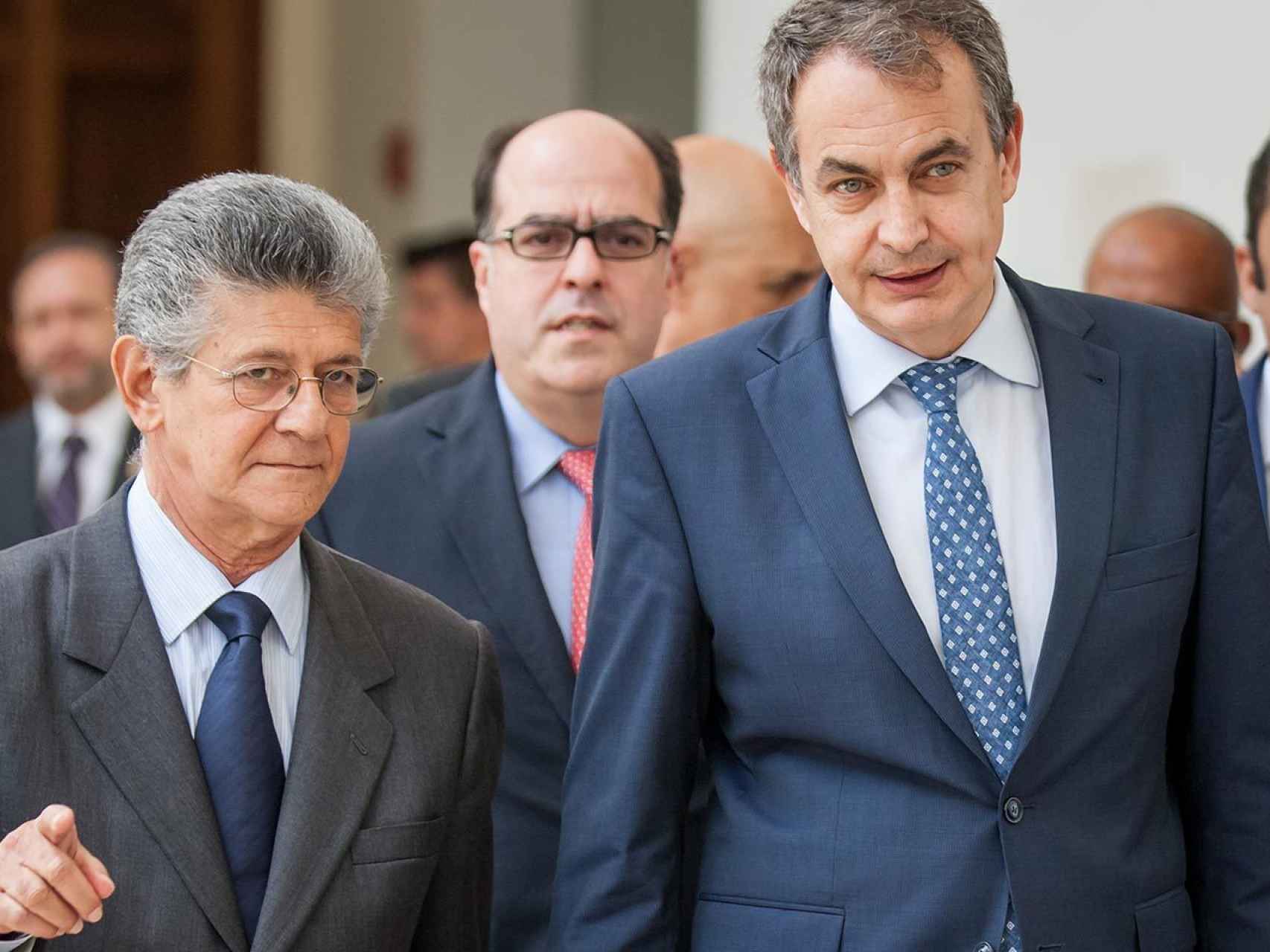Zapatero y el presidente de la asamblea venezolana, Henry Ramos Allup.