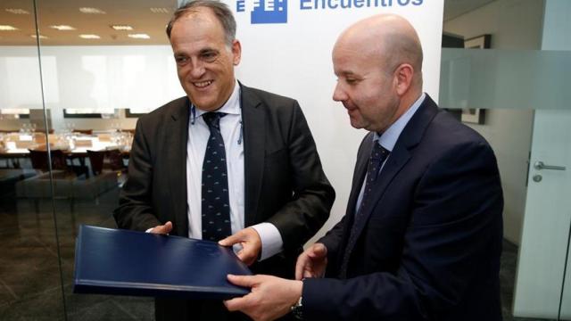 Javier Tebas, en su visita a EFE.