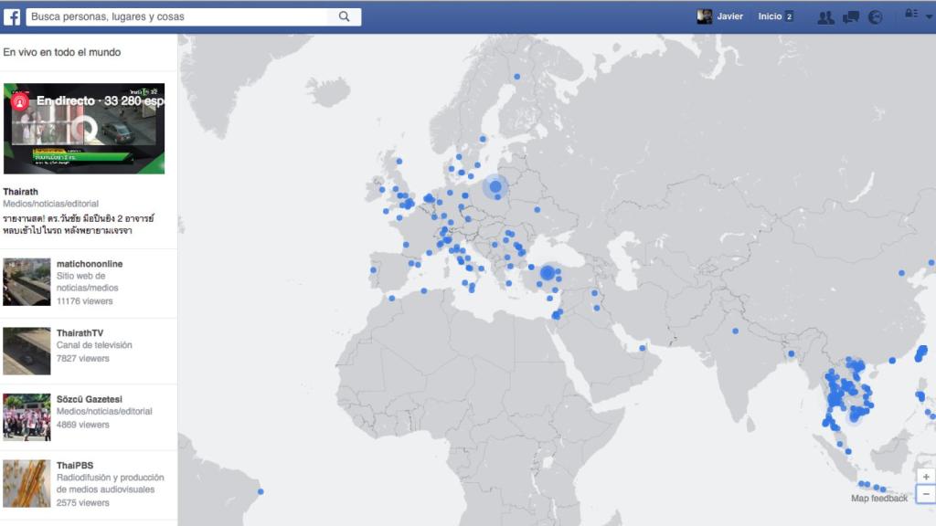 Facebook Live Map: Todos los vídeos en directo del mundo en un mapa