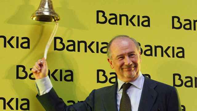 Rodrigo Rato en el toque de campana de la salida a bolsa de Bankia.