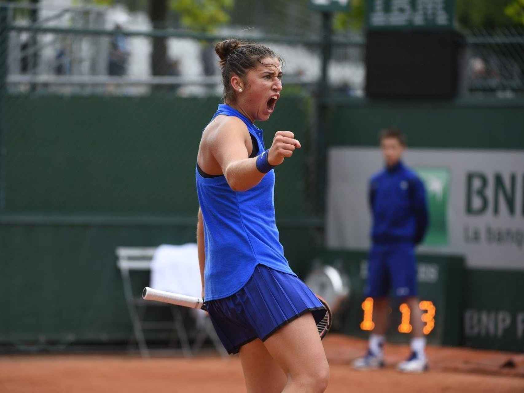 Sara Sorribes durante la fase previa de Roland Garros.