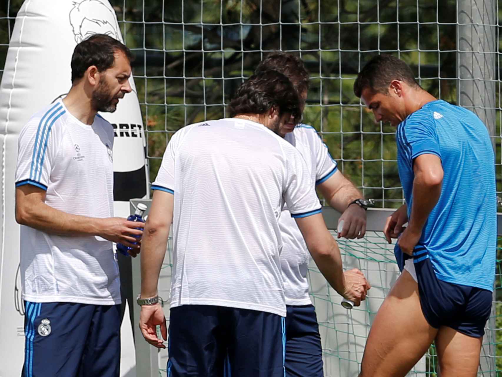 Cristiano Ronaldo, con dolencias durante el entrenamiento.