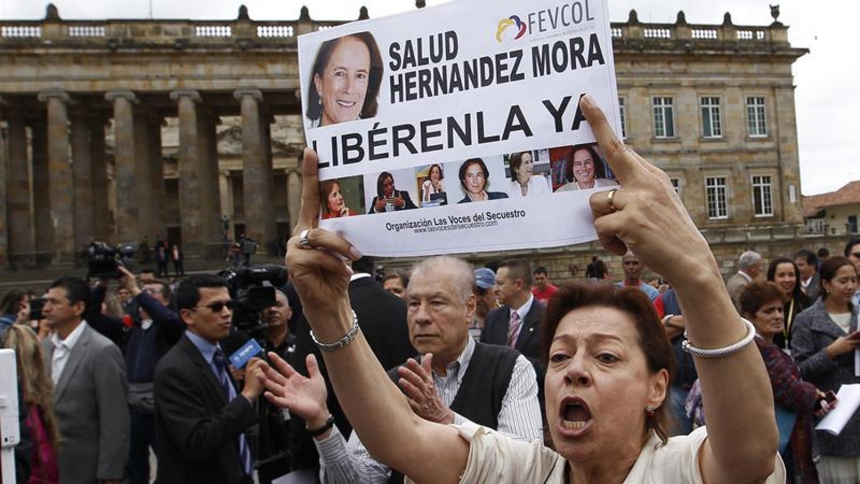 Manifestación por la liberación de los secuestrados en Bogotá