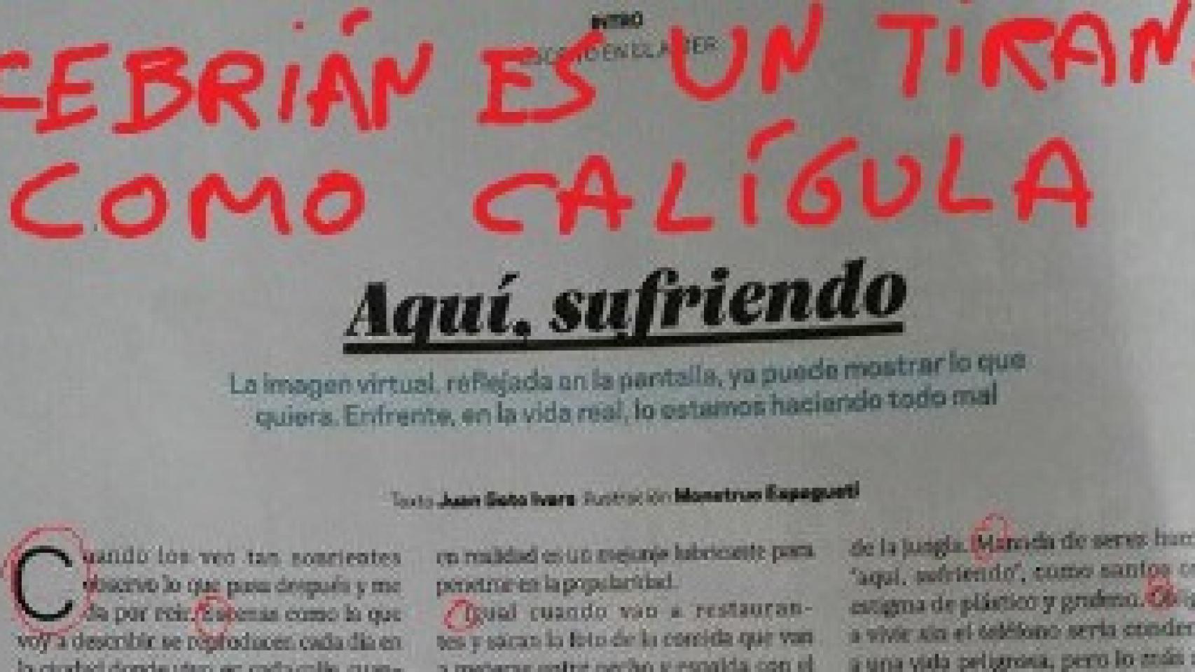 Cebrián es un tirano como Calígula, podía leerse en El País