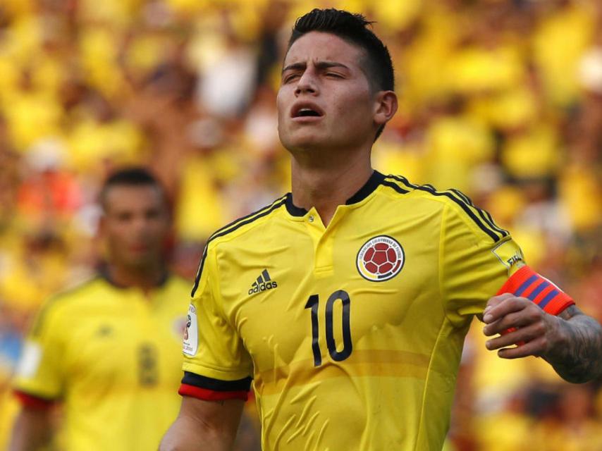 James Rodríguez en un partido con Colombia.