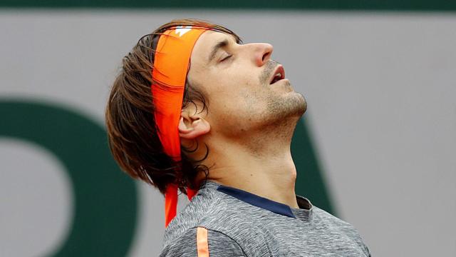 David Ferrer se lamenta en el partido contra Berdych.