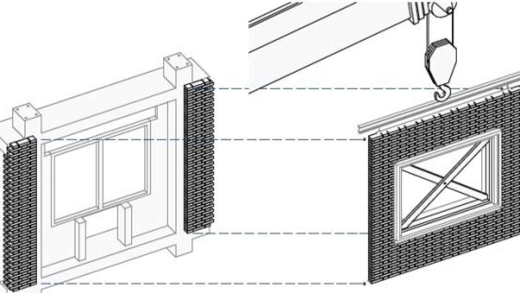 La patente de Adell extrae la fachada de ladrillo por módulos y la conserva.