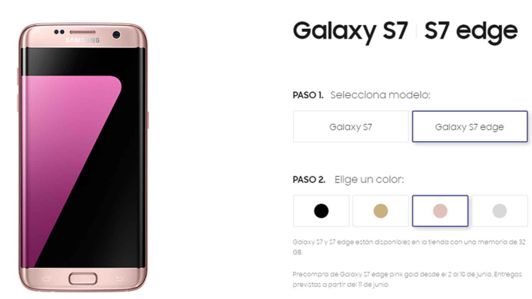 Samsung Galaxy S7 Edge en rosa, ya disponible