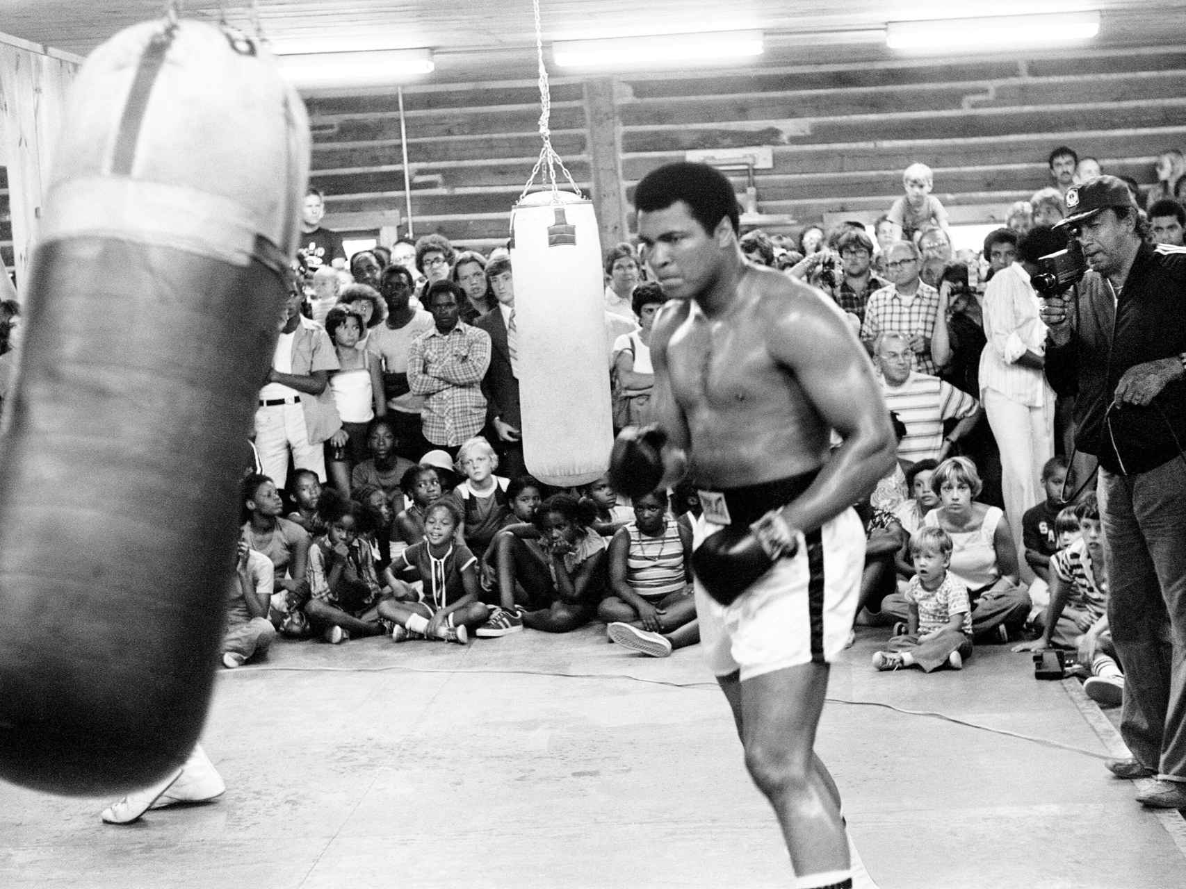 Una de las sesiones de preparación de Mohamed Ali. En la imagen, en Nueva Orleans antes del combate frente a Leon Spinks en 1978.