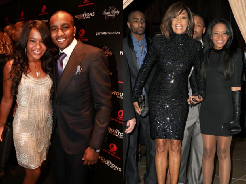 Nick Gordon y Bobbi Kristina con Whitney Houston