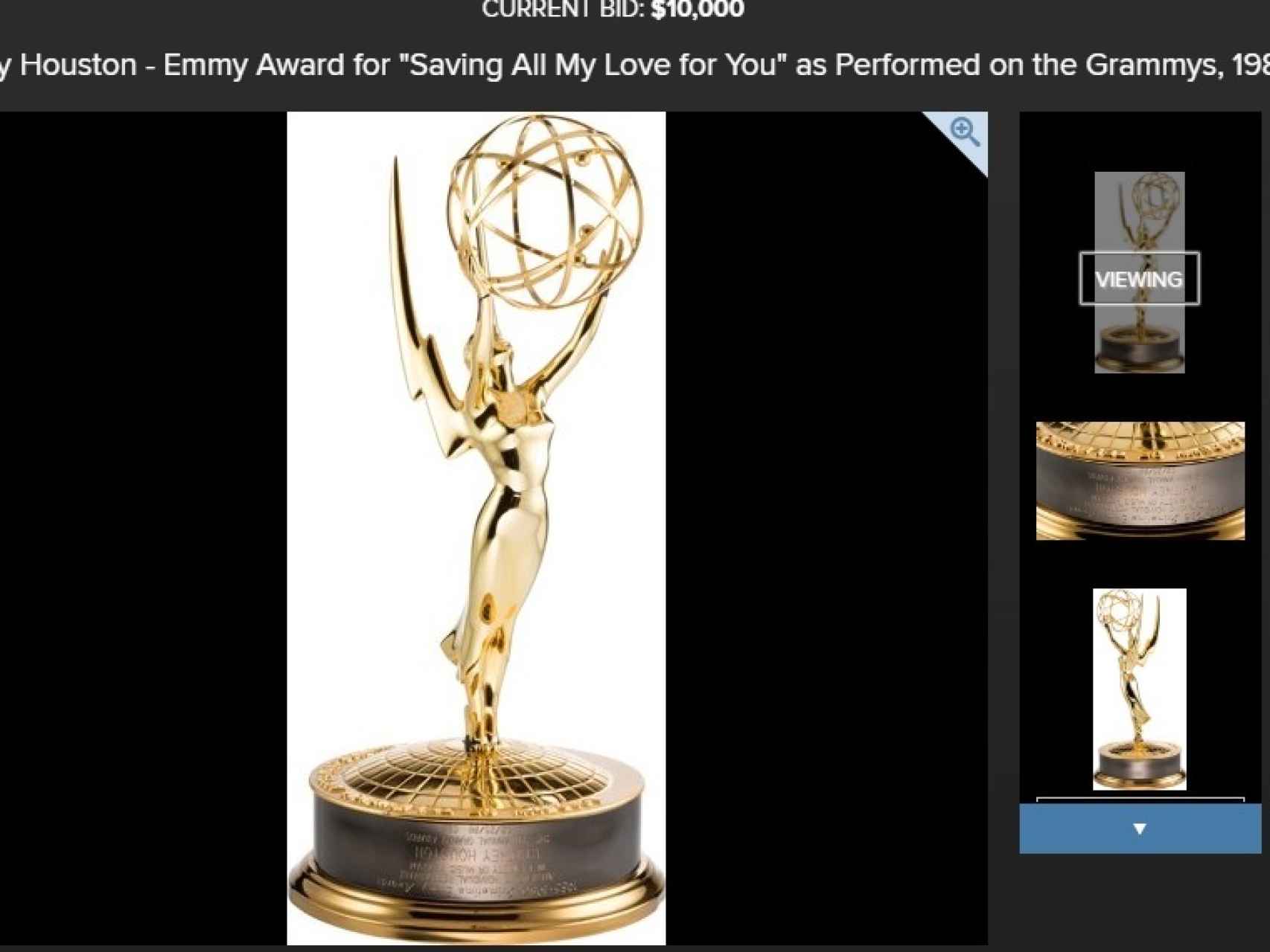El premio Emmy de Whitney que se subastará