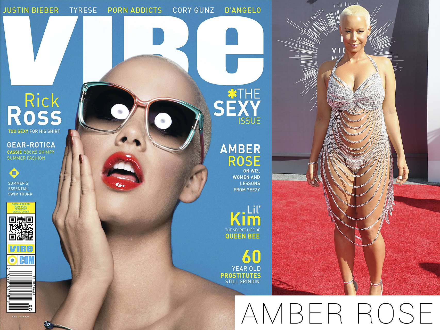 Amber Rose en la portada de Vibe y en la alfombra roja de los MTV Music Awards
