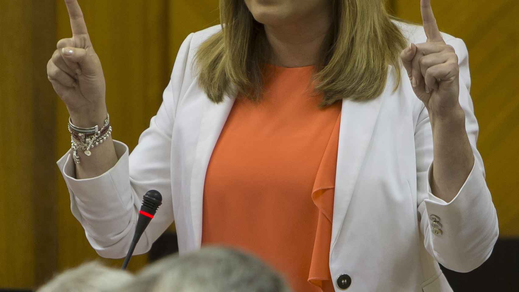 Díaz, durante la sesión de control en el Parlamento andaluz