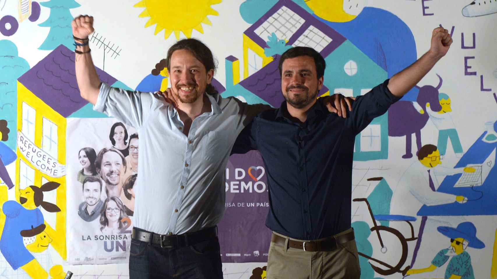 Pablo Iglesias y Alberto Garzón en el arranque de campaña