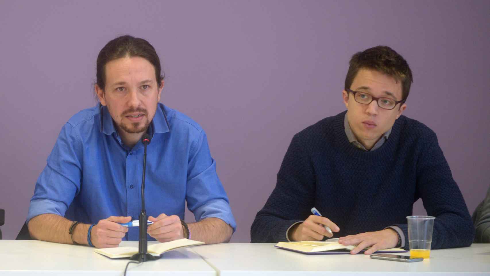 Pablo Iglesias e Íñigo Errejón durante un reunión en Madrid
