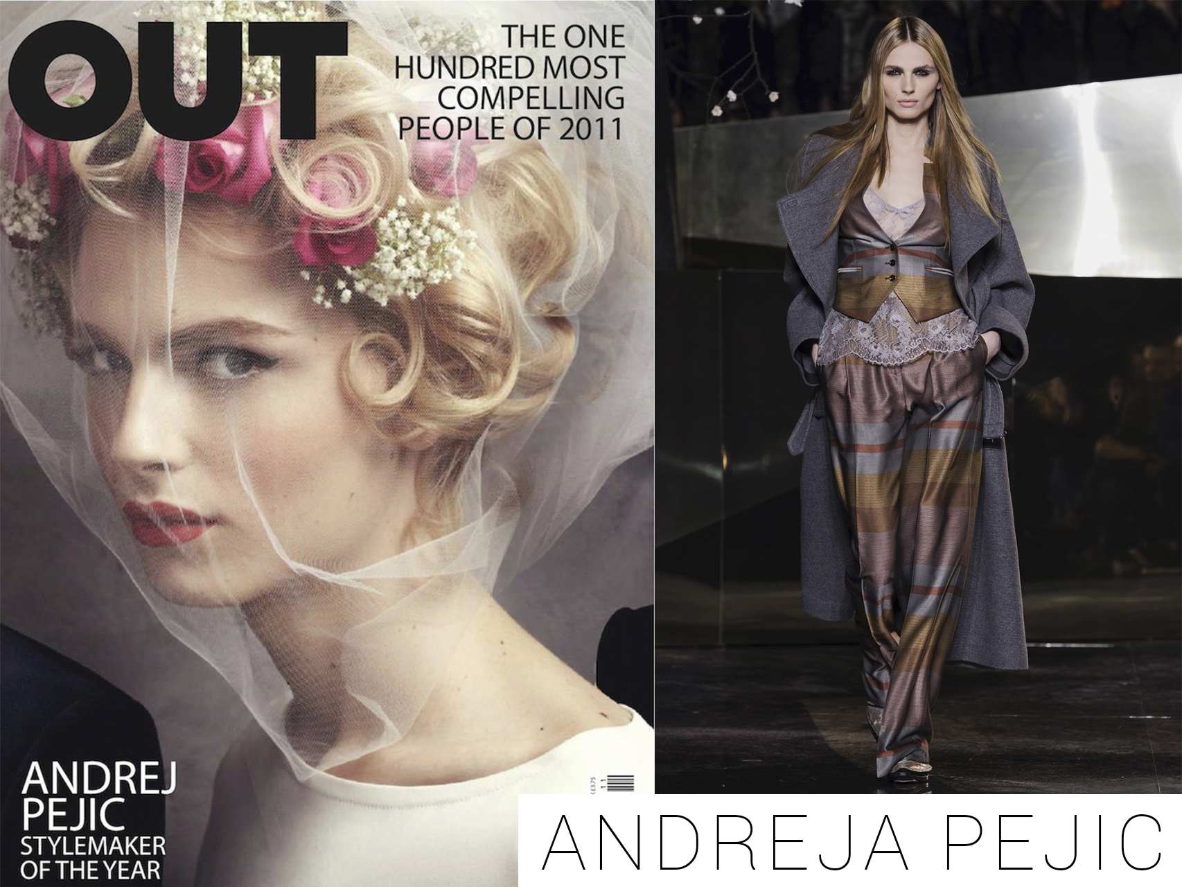 Andreja Pejic en la portada de la revista Out y desfilando para H&M Studio 2016.