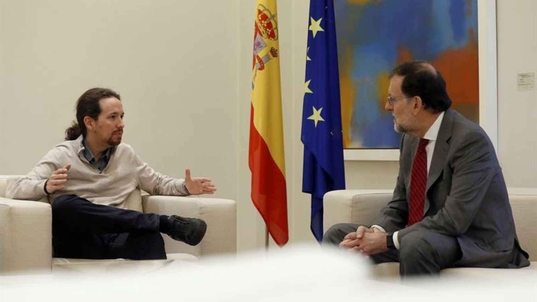 Pablo Iglesias visita a Mariano Rajoy en la Moncloa.