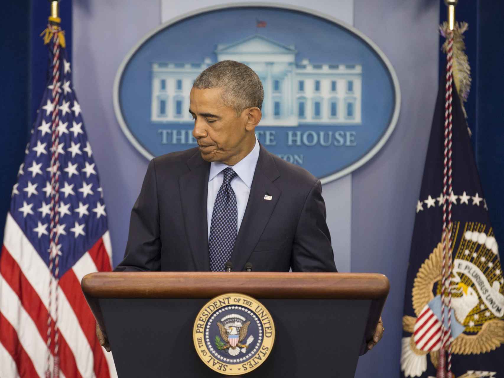 Barack Obama durante su intervención ante los medios.