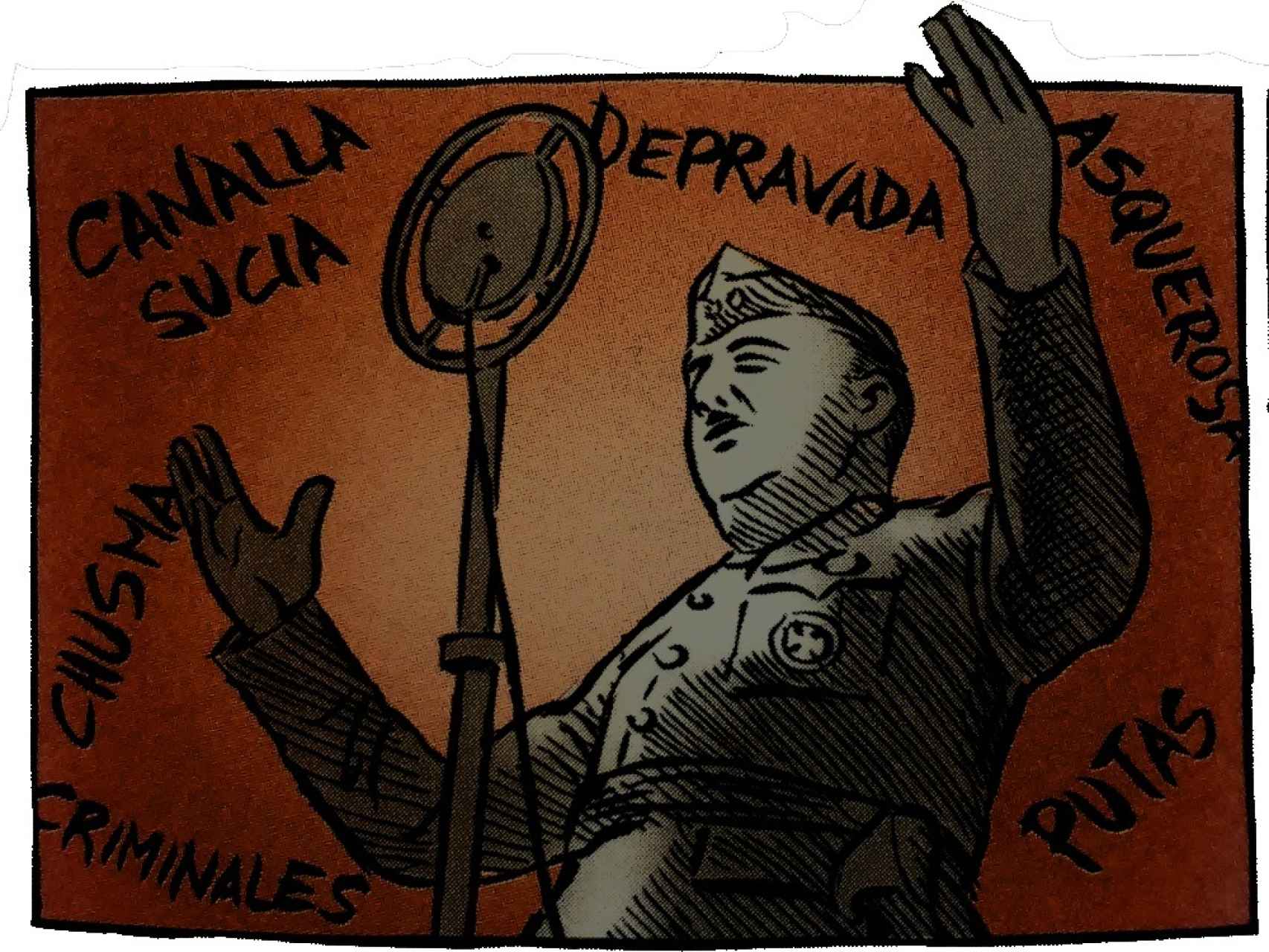 Franco en acción, en una de las viñetas del cómic de José Pablo García.