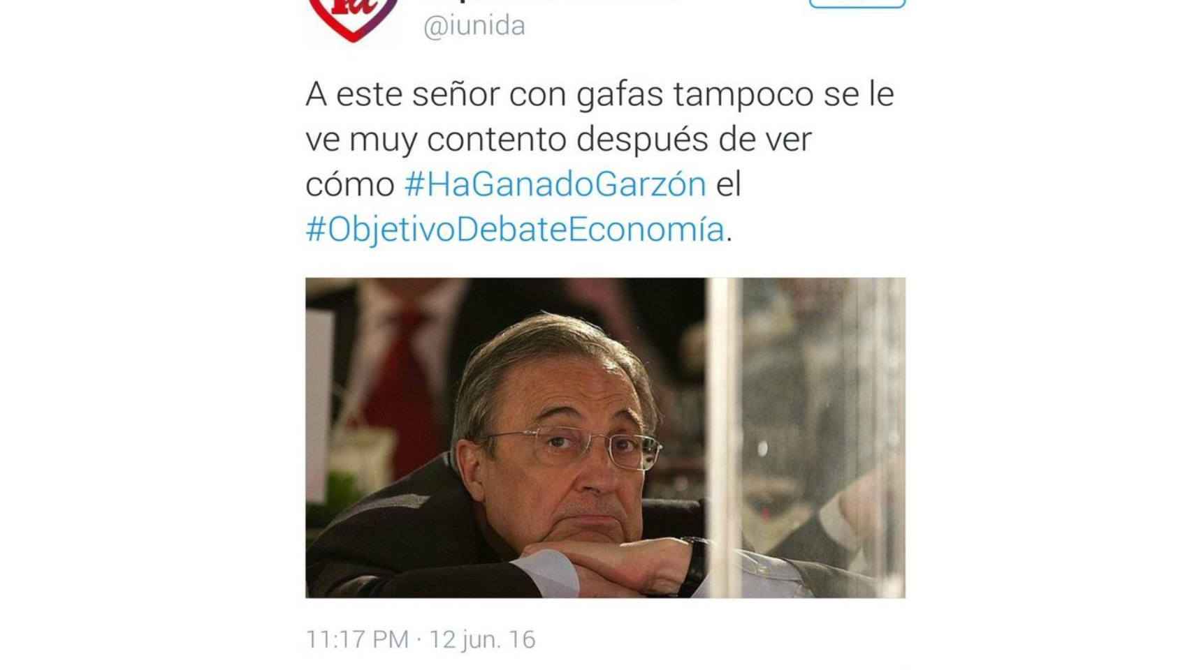 El tuit original con la imagen de Florentino Pérez.