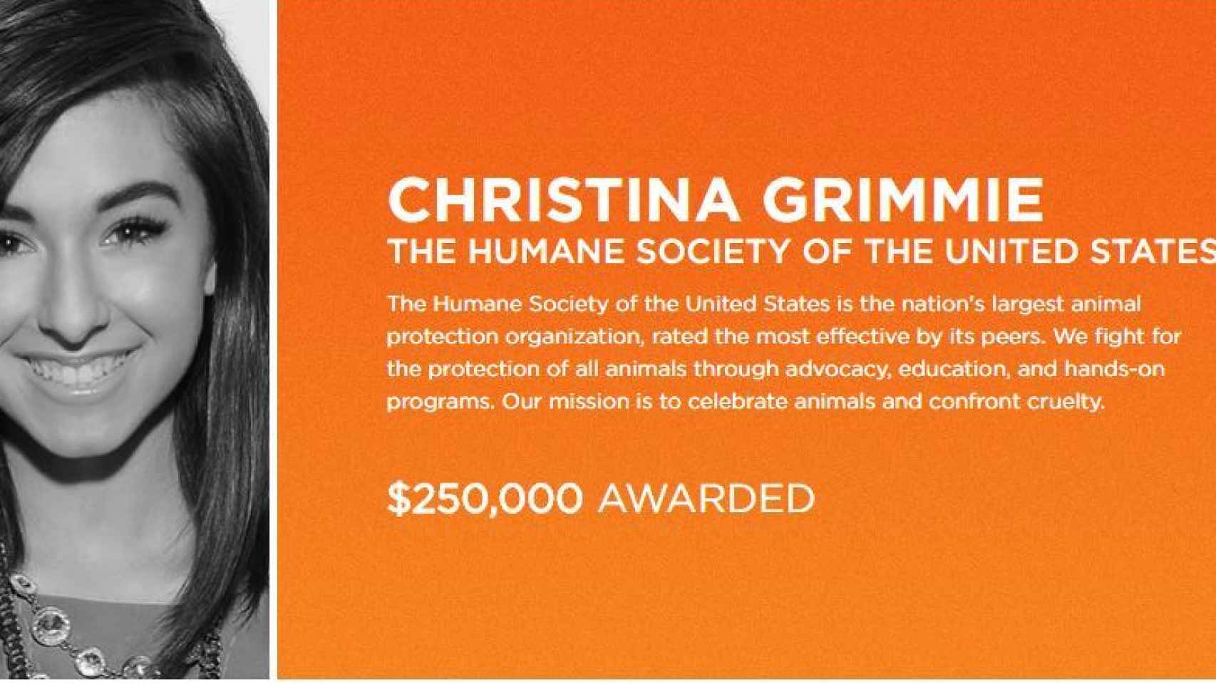 Christina Grimmie en su imagen más solidaria