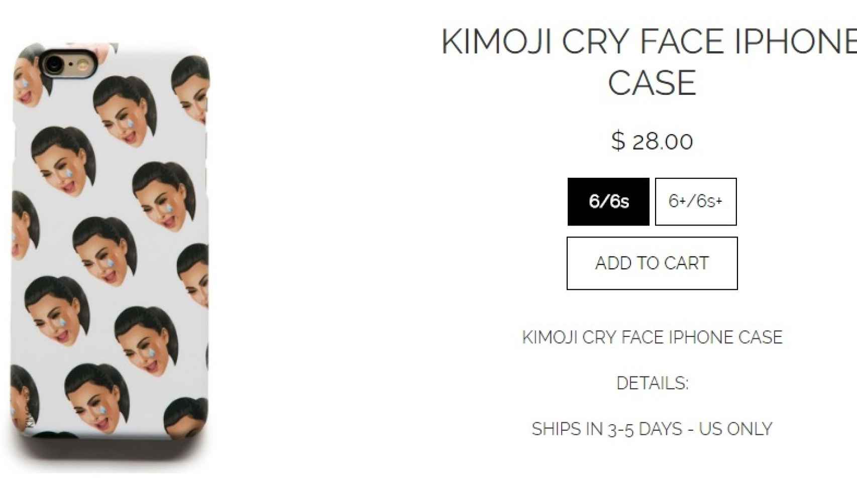 Carcasa de Kim Kardashian con un precio de 36 euros