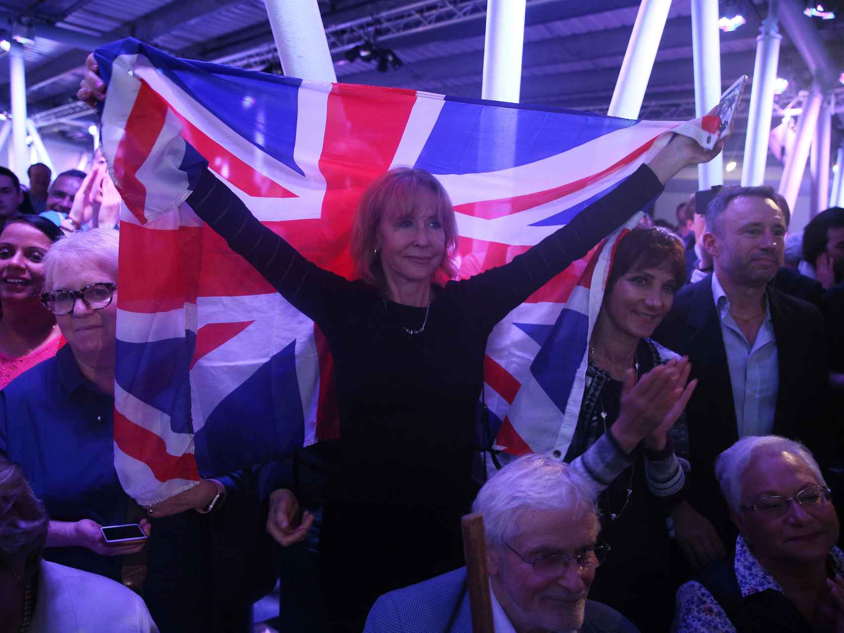 Una defensora de la salida de Reino Unido de la UE durante un mitin en Londres.