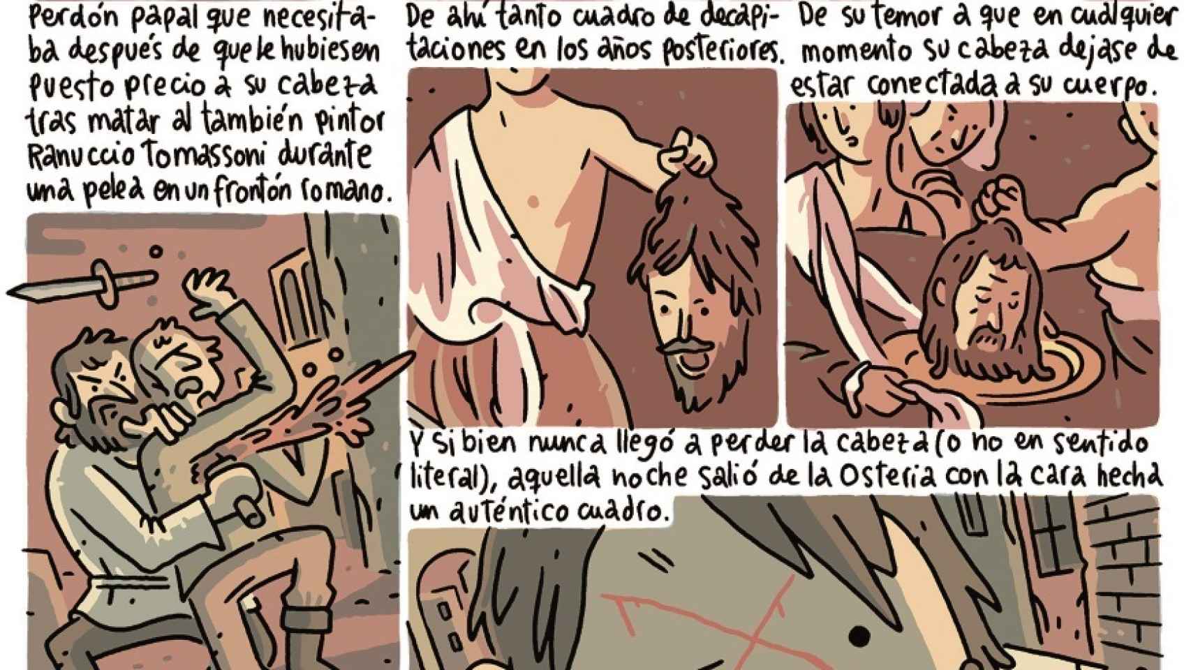 Fragmento de una de las páginas del cómic de Álvaro Ortiz sobre Caravaggio.