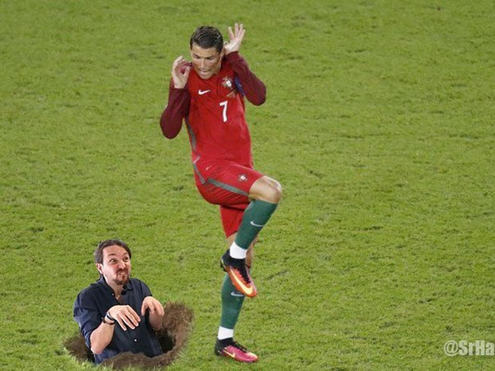 Meme de Cristiano Ronaldo tras el empate.