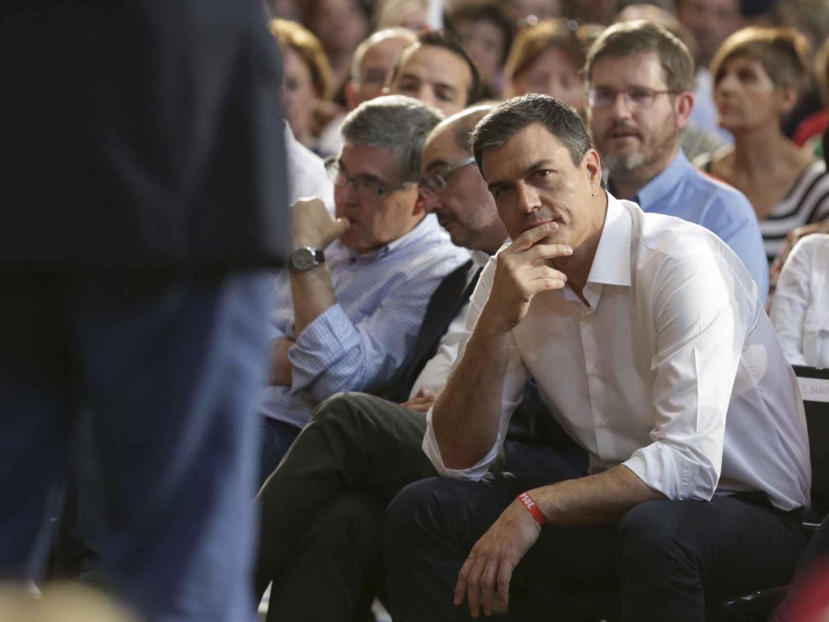 Pedro Sánchez, en un acto celebrado este domingo en Zaragoza.