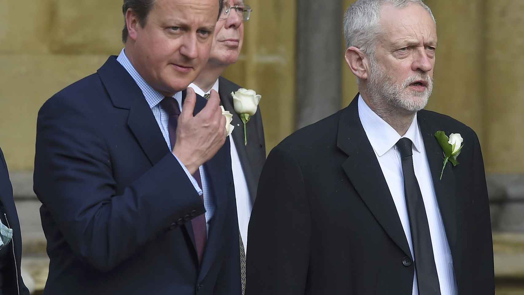 David Cameron y Jeremy Corbyn a su llegada al homenaje de Jeremy Cox