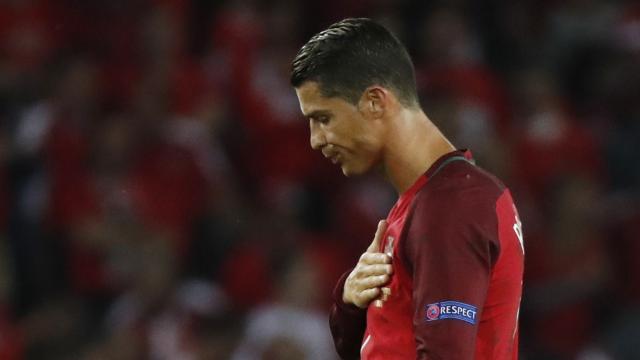 Cristiano Ronaldo tras el partido ante Austria.