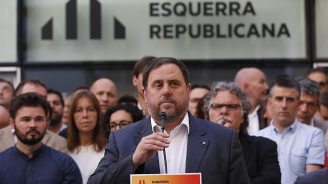 Junqueras en la comparecencia de este miércoles