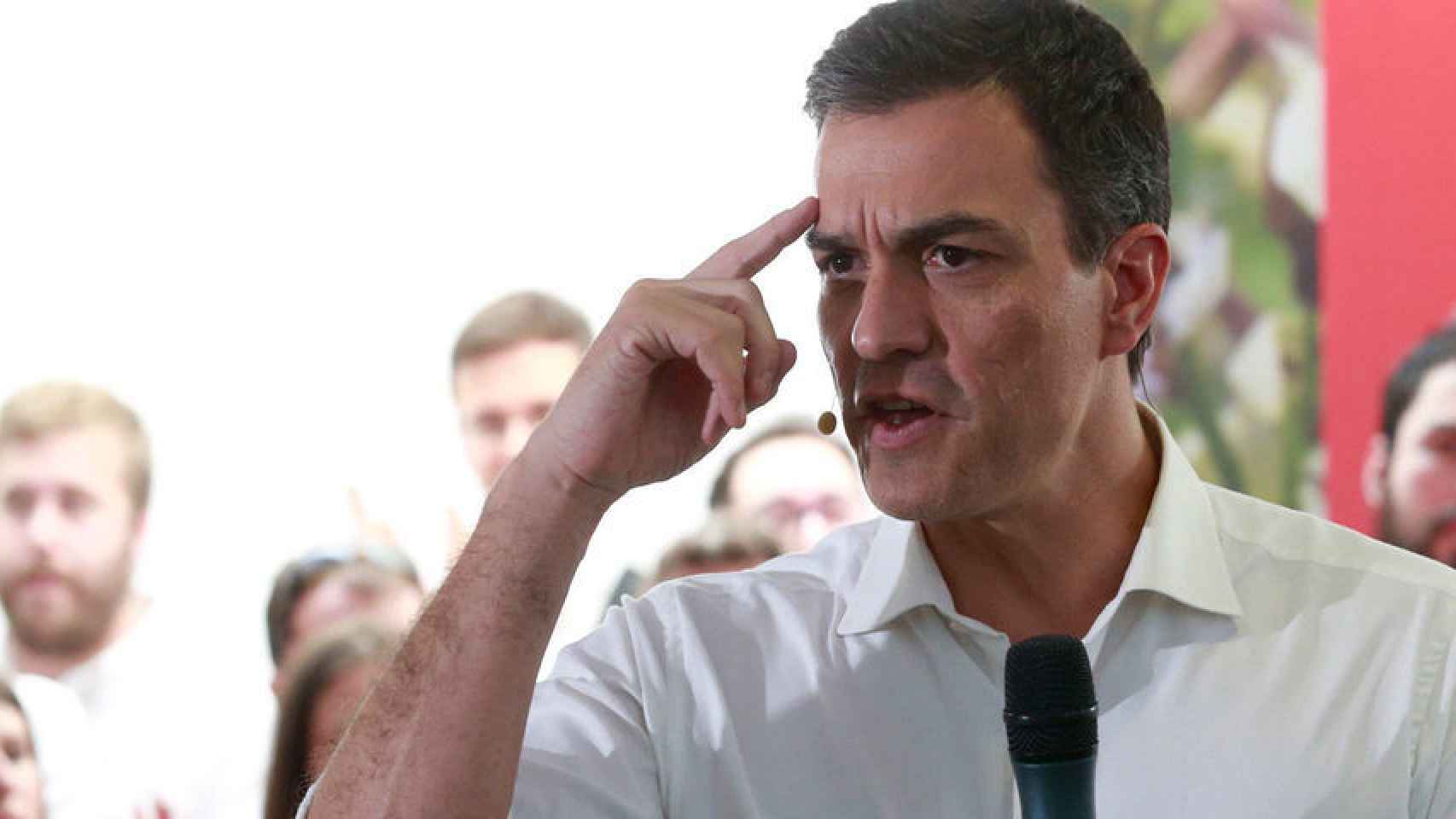 Sánchez, en un mitin de la campaña electoral.
