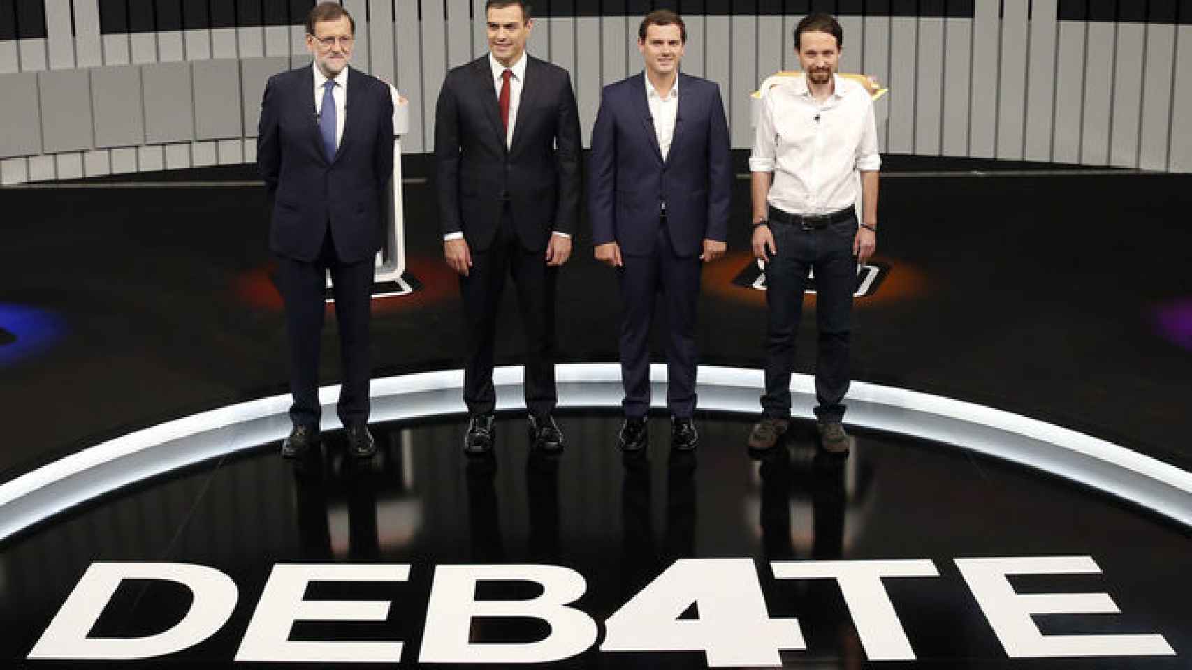 Los candidatos políticos en el debate a cuatro.