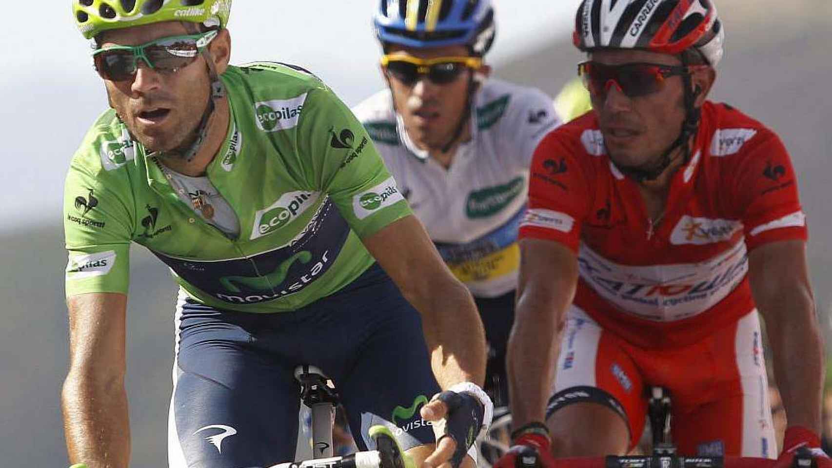 Alejandro Valverde, Alberto Contador y Purito Rodríguez en la última Vuelta a España.