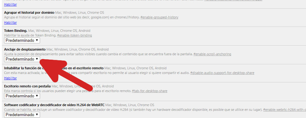 chrome desplazamiento