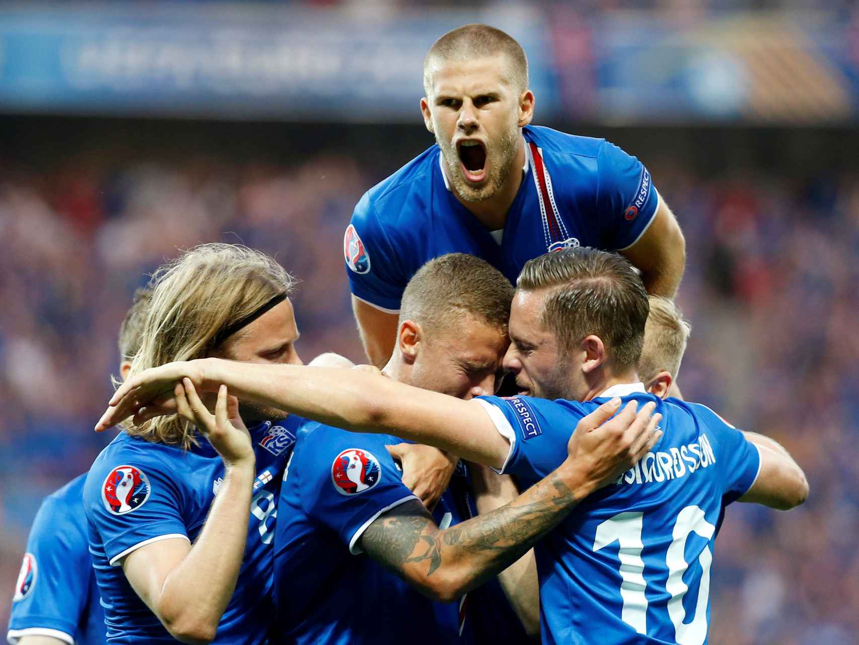 La selección islandesa de fútbol, en el partido de Eurocopa frente a Inglaterra.