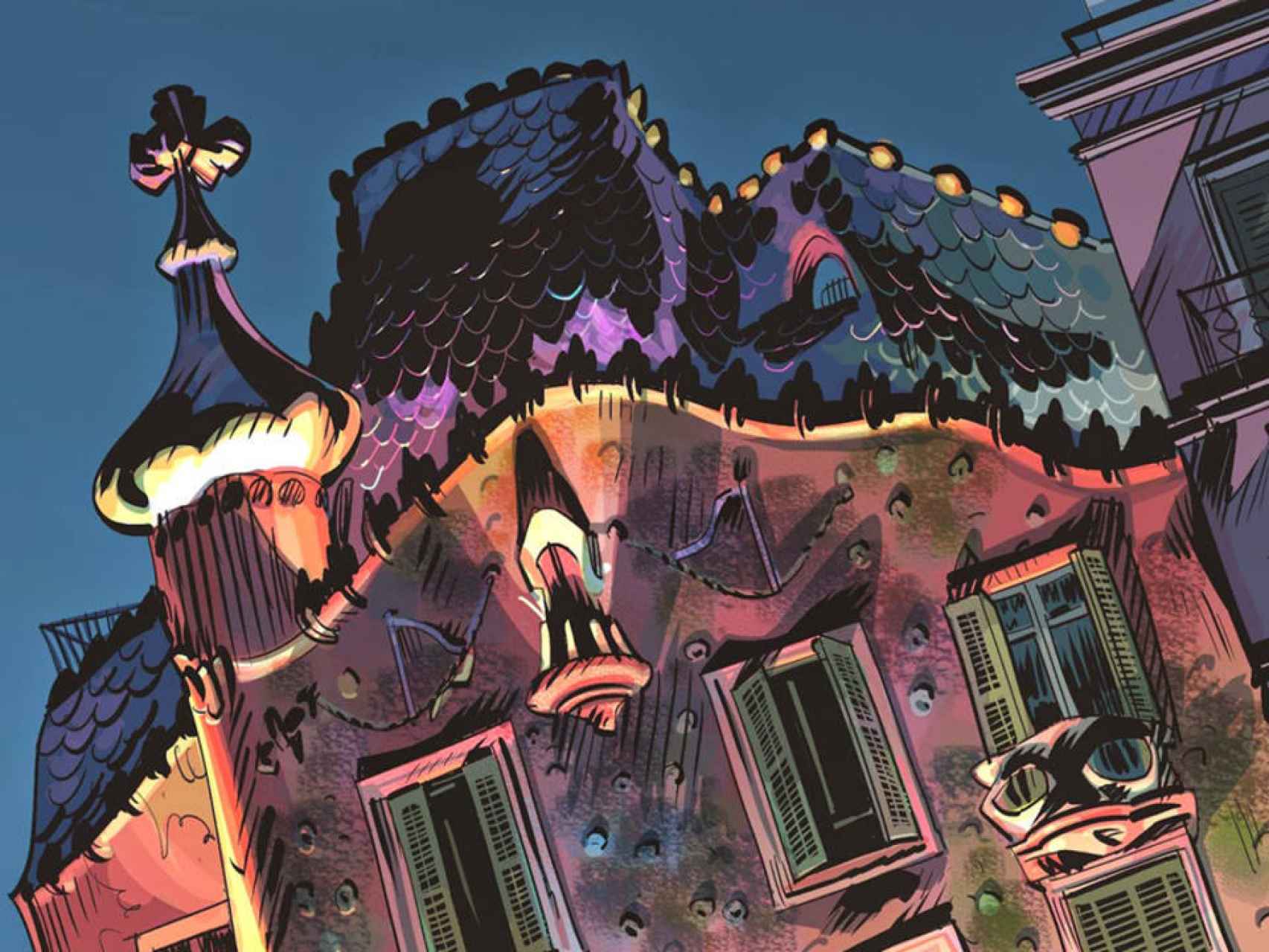 Una de las viñetas de El Fantasma de Gaudí.