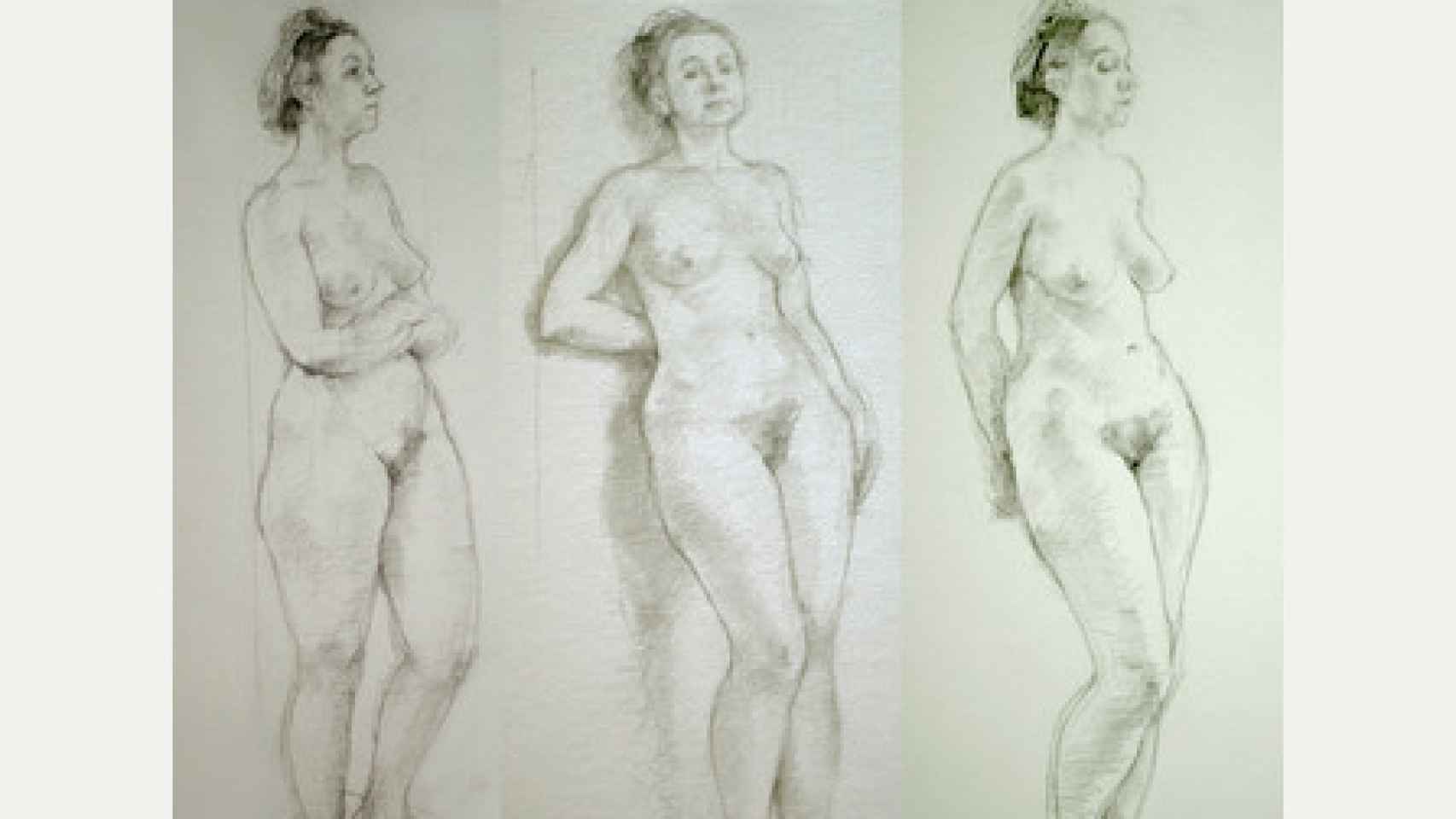 Bocetos de Connolly para el cuadro de Bateman desnuda. / cambridge-news.co.uk
