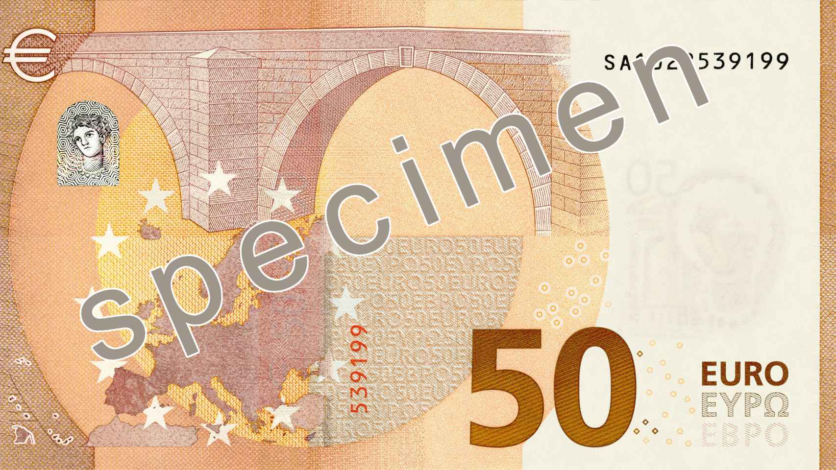 Dorso del nuevo billete de 50 euros.