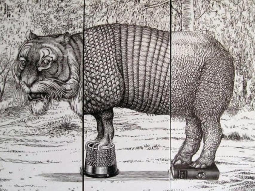 Timaronte, una ilustración del Animalario universal del profesor Revillod de José Saez Castán.