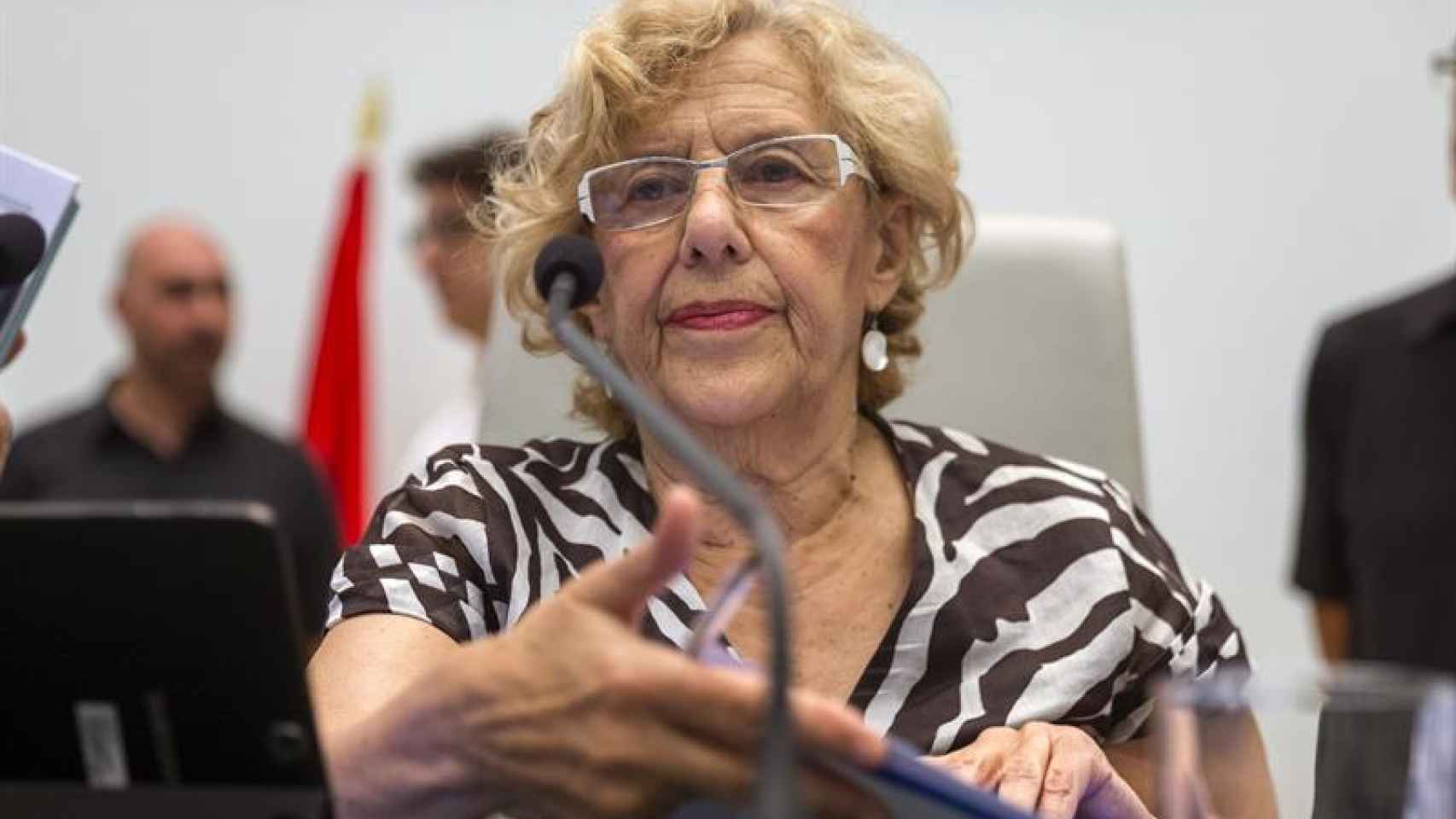La alcaldesa de Madrid, Manuela Carmena, en su primer pleno del estado de la Ciudad
